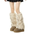 thumbnail image 5 of harmtty Faux Fur Leg Warmers Women Girls Furry Boot Covers Fuzzy Shoes Cuff Cover Cozy Winter Calf Warmers for Parties Street Wear, 5 of 8