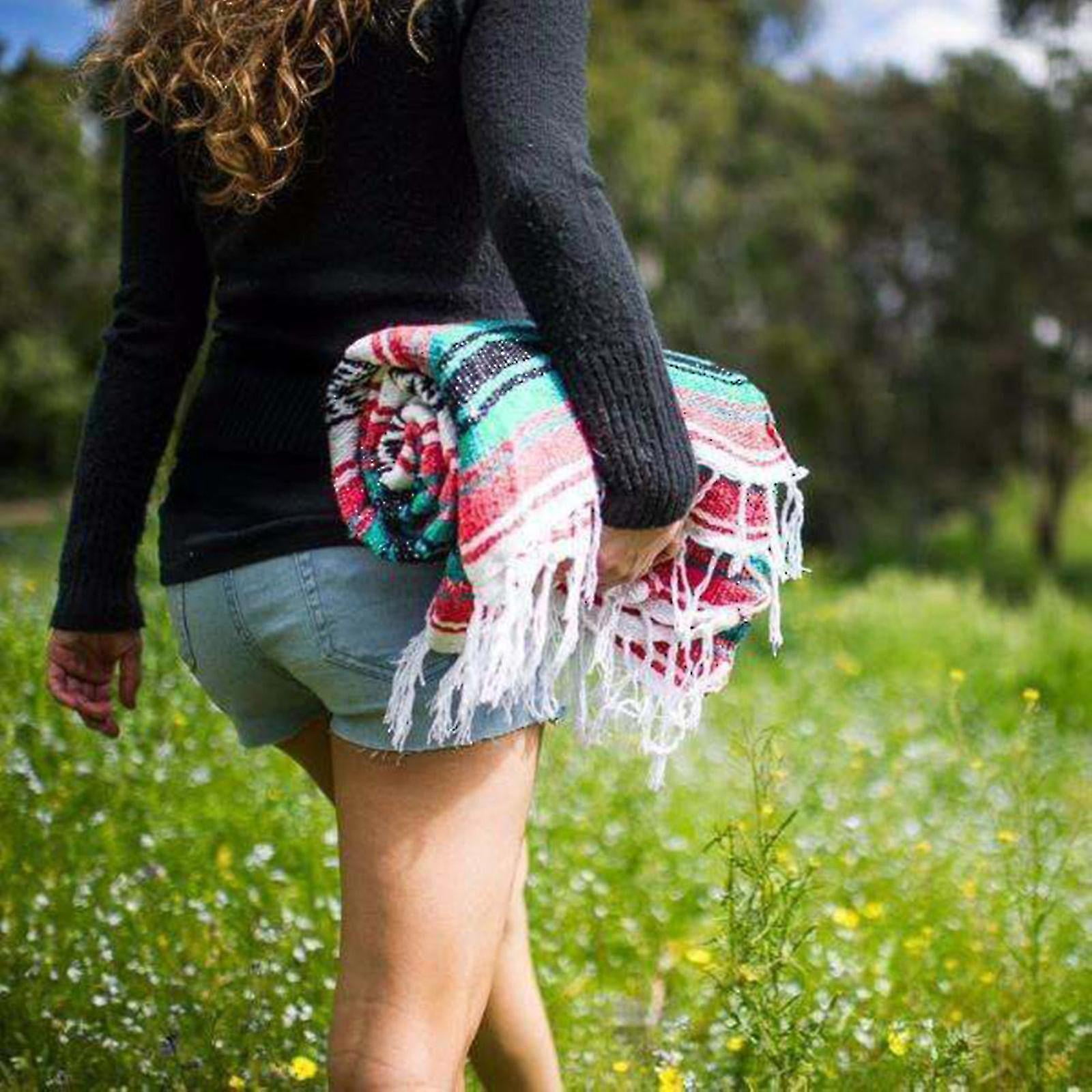 Handcrafted Mexican Blankets Artisanal Handwoven Serape Blanket Beach  Camping Picnic