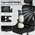 thumbnail image 6 of Fizzin Office Chair, Ergonomic Office Chair with High Back Mesh and Adjustable Lumbar Support, Home Mesh Office Desk Chairs with Wheels, Comfortable Gaming Chair for Long Hours (Deep Black), 6 of 18
