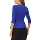 thumbnail image 3 of INSPIRAR CHIC Blusas Peplum para Mujeres de Manga 3/4 con Cinturón Elegante para Trabajo 2XL Azul, 3 of 6