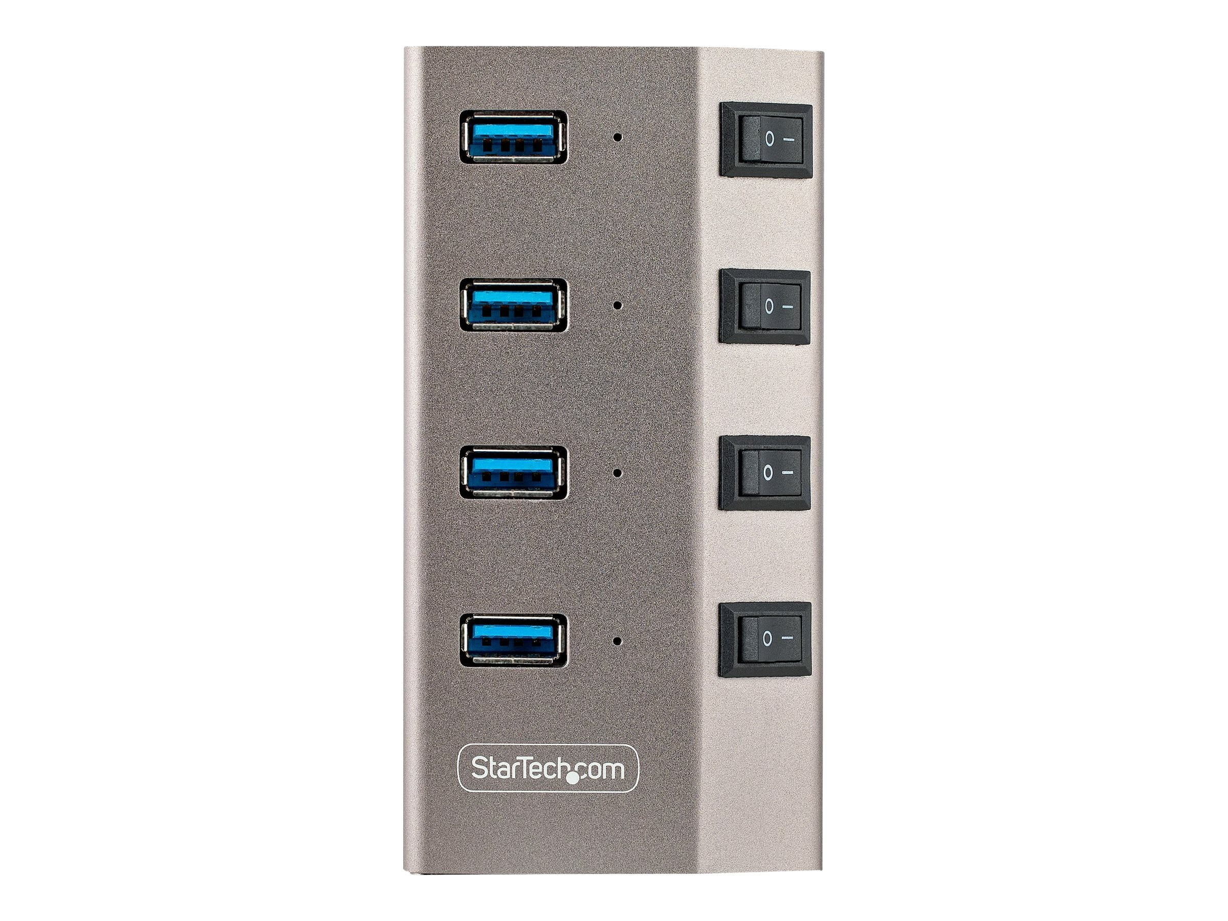 4-Port USB-C Hub With Individual On/Off Switches - Self-Powered 5Gbps Hub For Desktop/Laptop