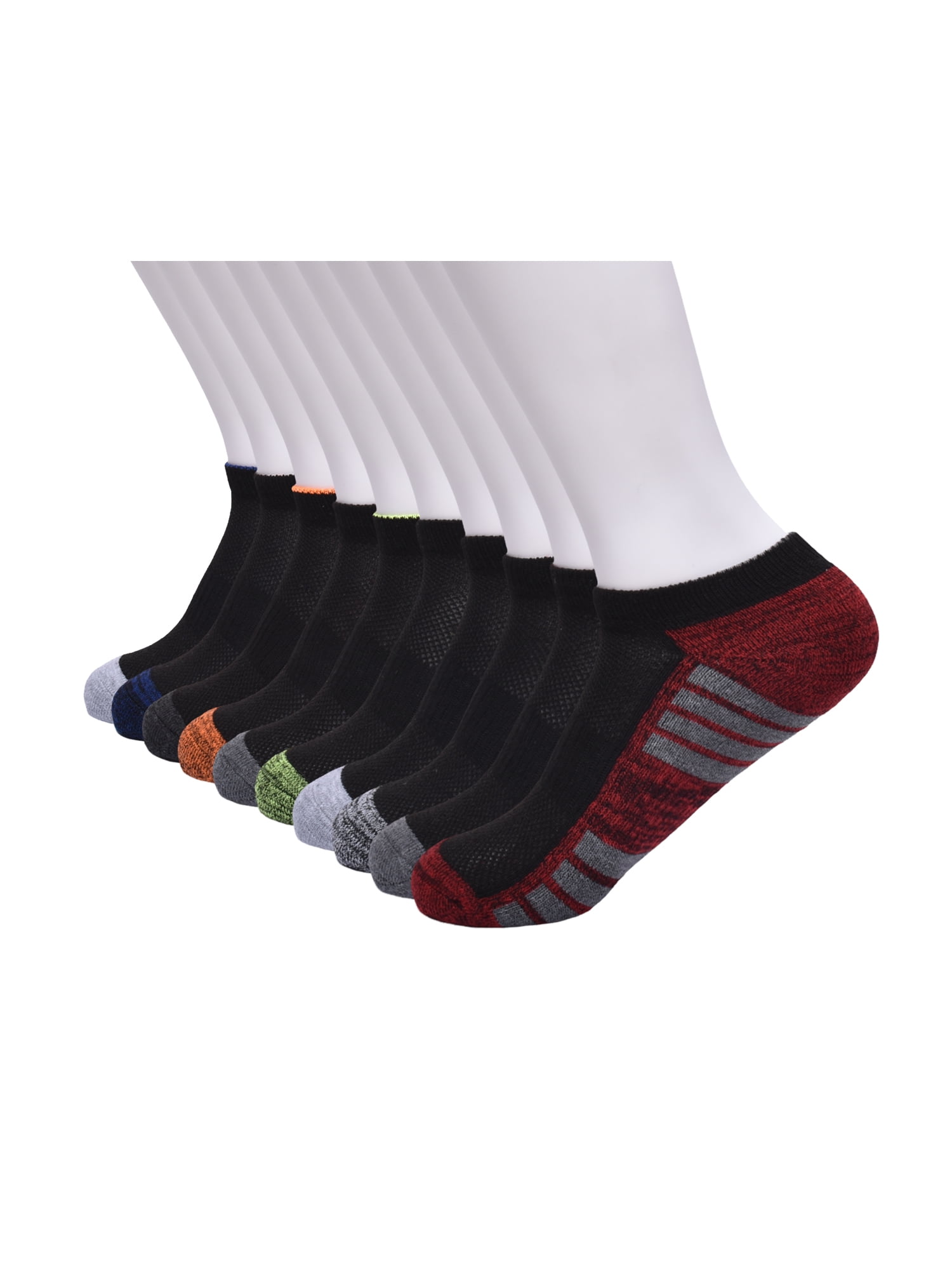 Athletic Works Boys Cushioned No Show Socks, 10-Pack, Sizes S (4.5-8.5) - L (3-9)