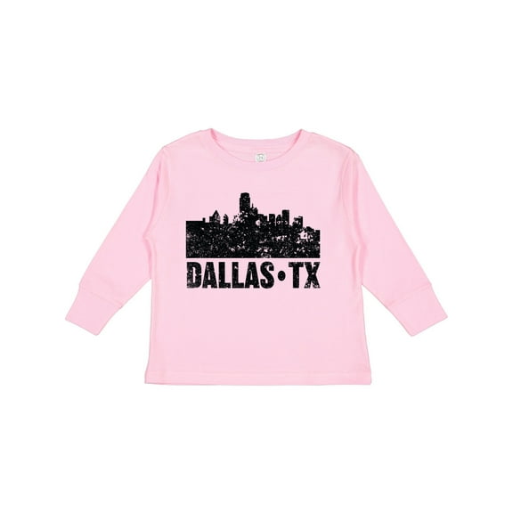 Inktastic Dallas Texas City Skyline with Grunge Boys or Girls Long Sleeve Toddler T-Shirt