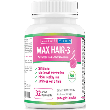 Maximize Within Max Hair-3 Advanced Hair Growth Formula for All Hair Types, 60 Count