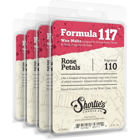 Rose Petals Bulk Pack - Formula 117-4 Highly Scented 3 Oz. Bars (12 Oz. Total) - Made with Natural Oils - Flower & Floral Air Freshener Cubes Collection
