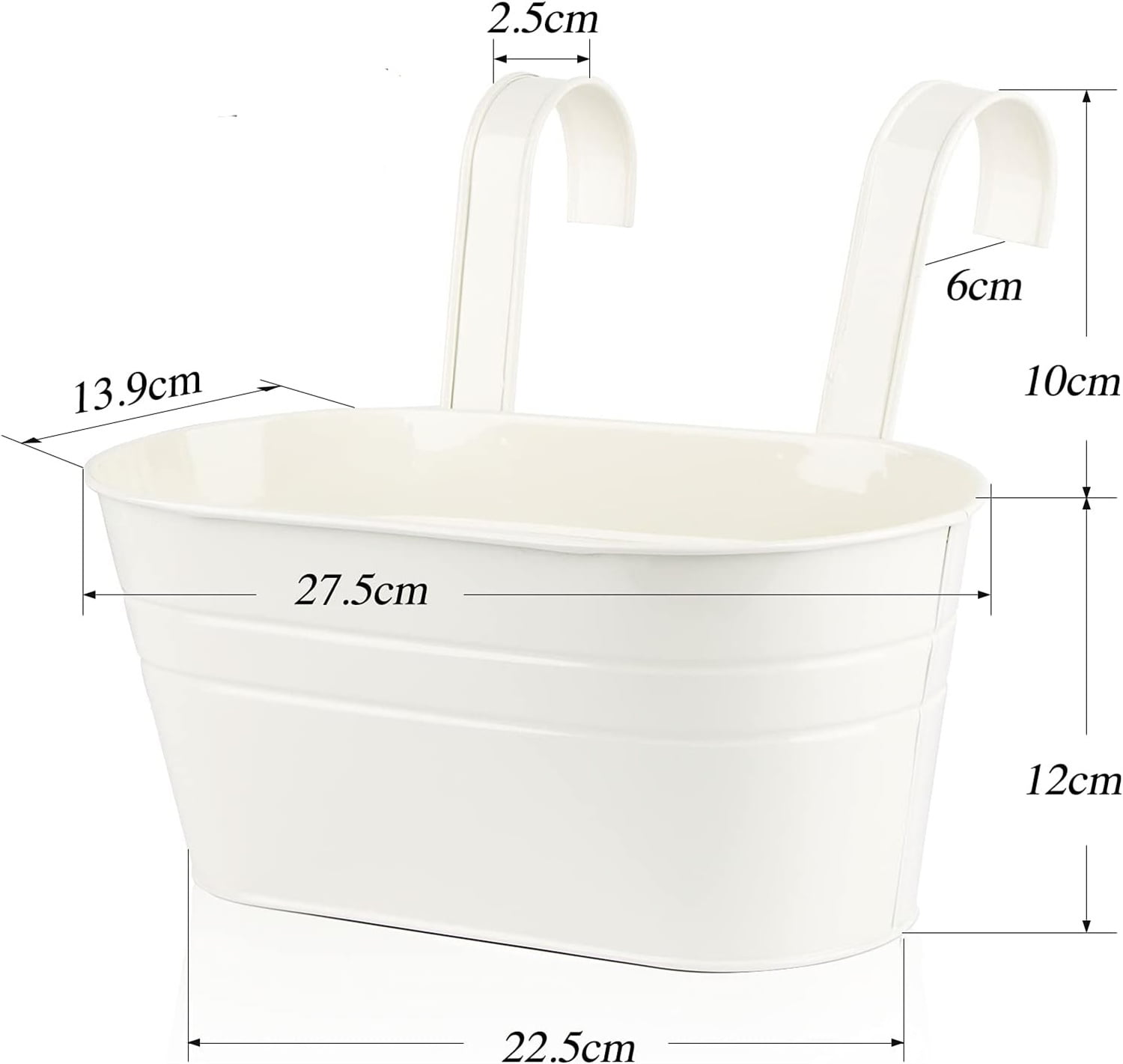 3Pcs Hanging Flower Pots- Bexikou Railing Planter Balcony Planters for Railing,Fence Planters with Detachable Hooks,Wall Hanging Planter for Garden Home Decoration