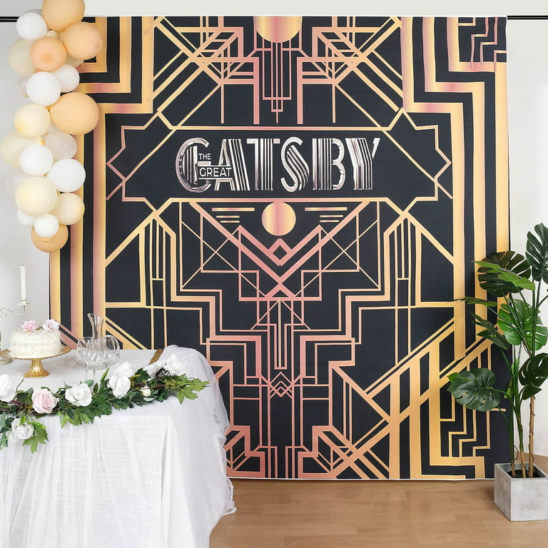 Efavormart 8Ftx8Ft | Great Gatsby Vinyl Party Backdrop, Roaring 20s Retro Photography Background Party Banner