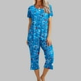 thumbnail image 2 of Ecqkame Two Piece Sets for Women Summer Pajama Solid Short Sleeve Sleepwear Soft Pjs Lounge Nightwear Set Blue B M, 2 of 8