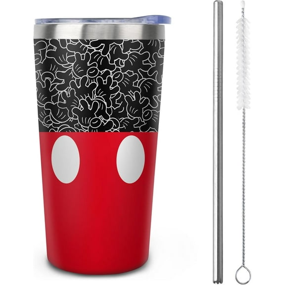 Cute Mouse Tumbler With Straw and Lid, Stainless Steel 10oz Insulated Coffee Travel Mug, Cartoon Mouse Gifts Cups for Women and Girls