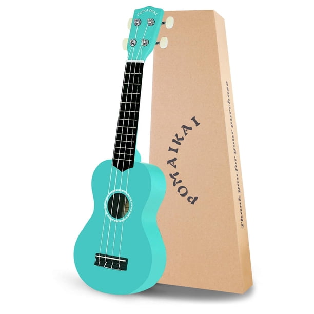 POMAIKAI Ukelele soprano Ukelele de madera para principiantes Ukelele de guitarra hawaiana 21"Principiante y estudiantes (azul)