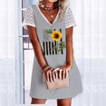 thumbnail image 2 of Día de la Independencia Vestido casual sexy de verano para mujer Estampado floral Manga corta Estampado floral Vestido con cuello en V Pompotops  ghjkhdj16467, 2 of 5