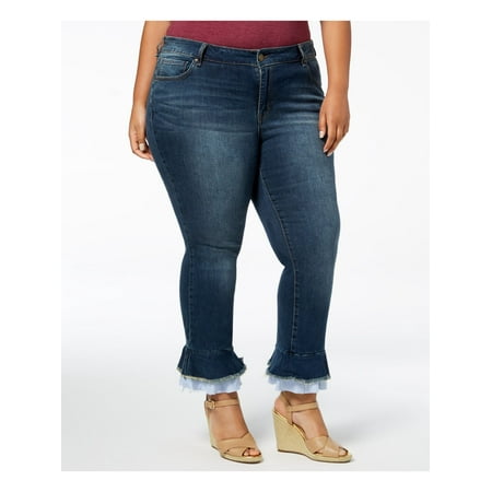 WILLIAM RAST Womens Blue Skinny Flared Hem Ankle Jeans Plus Size: 20W