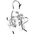 thumbnail image 1 of Charcoal Grey Apron, Garden Themed Vintage Art of Sakura Flowers Branches Blooming Details, Unisex Kitchen Bib with Adjustable Neck for Cooking Gardening, Adult Size, White, by Ambesonne, 1 of 4