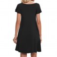 thumbnail image 5 of IDALL Summer Dresses,Petite Dresses Womens es Ruffle Short Sleeve Casual Beach Tshirt Dress Round Neck Loose Swing Sundress With Pockets Elegant Dresses,Modest Dresses,Womens Dresses Black Dress L, 5 of 8