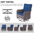 thumbnail image 6 of Kullavik 3 Pieces Patio Swivel Rocker Wicker Chairs-Outdoor Swivel Rocking Chairs with 1 Rattan Coffee Table&2 Grey Thickened Cushions Outdoor Furniture Conversation Sets for Patio Garden - Navy, 6 of 10