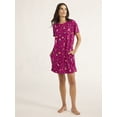 thumbnail image 4 of Joyspun Women’s Print Sleep Shirt with Short Sleeves, Sizes S/M-2X/3X, 4 of 5
