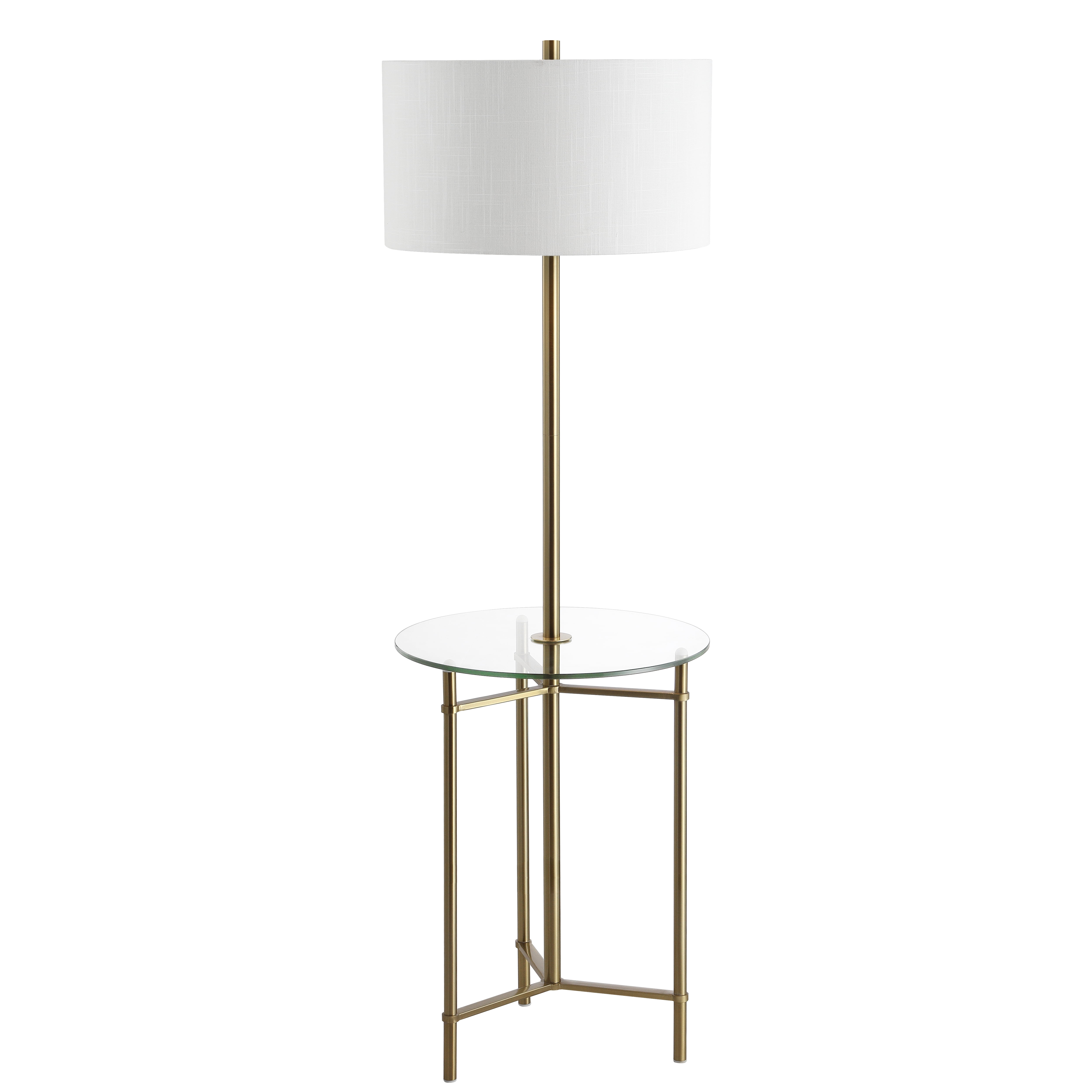 JONATHAN Y Charles 59" Metal and Glass Side Table and LED Floor Lamp