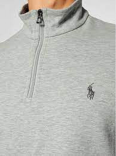 ★STONE ★ Luxury Jersey Quarter Zip Pullover Gray MNP Polo Ralph Lauren Men's Luxury Grey Jersey Sweater, Quarter