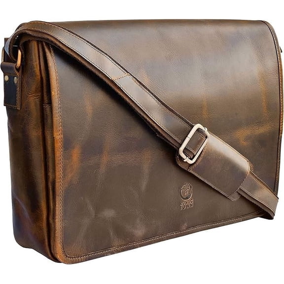 Leather Messenger Bag for Men 16" Laptop Office Business Satchel Computer Crossbody Shoulder Travel Work Bag Vintage Gift by Rustic Town