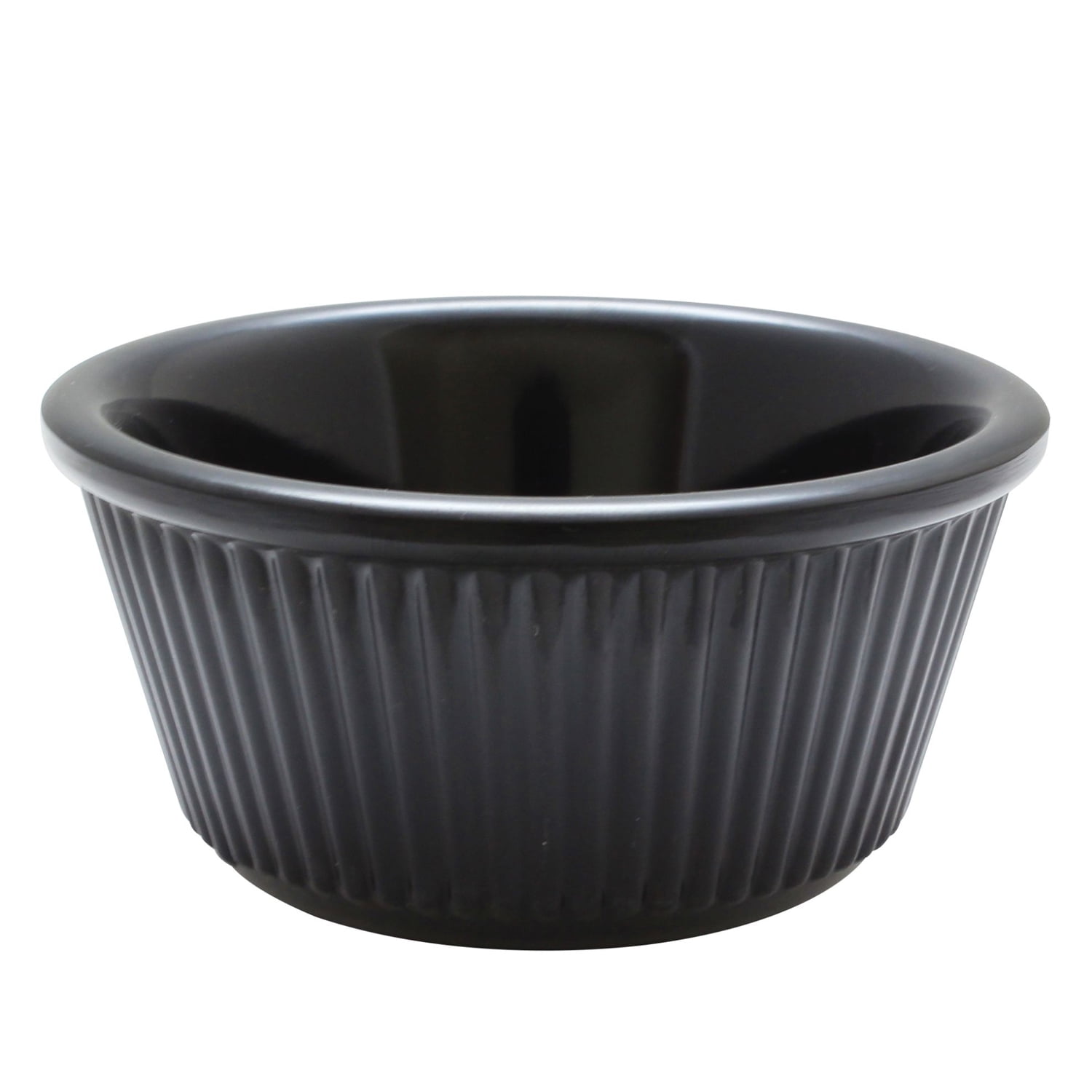 3 Oz. Fluted Ramekin, Black, Melamine,Pack of 6