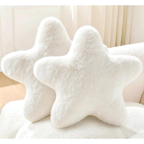 Set of 2 Throw Pillows Star Pillow Couch Pillows Decorative Pillows Bed Pillows Cute Pillows,White