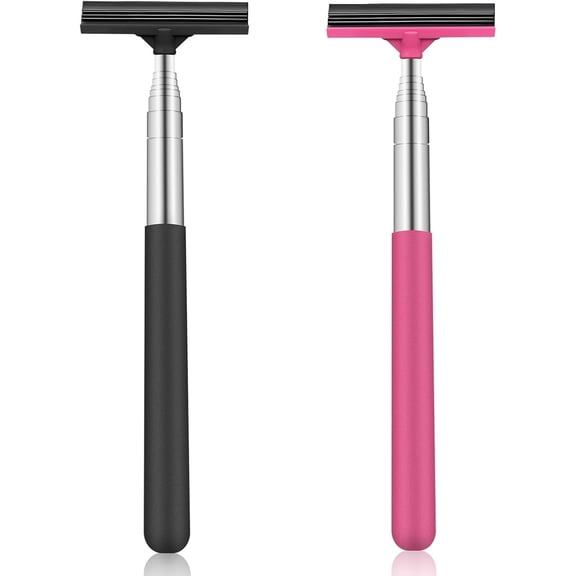 Side Mirror Squeegee, Retractable Car Mirror Squeegee, Small and Portable Car Accessories for Rainy Foggy Weather, Universal Rear View Mirror Accessories (2PC Black/Pink)