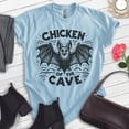thumbnail image 2 of Chicken Of the Cave Bat T-shirt, Unisex Women's Men's Shirt, Funny Bat Spooky Animal Pun Joke Gift, Heather Light Blue, X-Small, 2 of 6