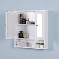 thumbnail image 6 of GZXS Bathroom Cabinet Wall Mounted with Double Mirror Doors, Wood Hanging Cabinet with Doors and Shelves, Bathroom Wall Mirrored Cabinet, White, 6 of 8
