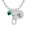 E, variant on Green Crystal Heart - A - Initial Badge Clip Necklace