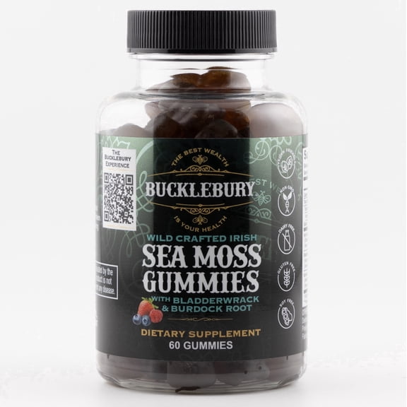 Bucklebury Wildcrafted Irish Sea Moss Gummies, 60 Count, Natural Sea Moss Supplement