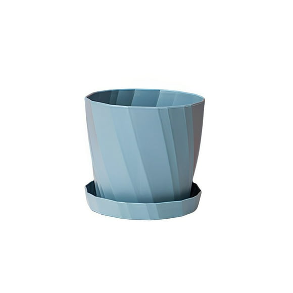 Flower Pot Tray Planter Flowerpot Garden Home Decoration Gardening Plastic Simple Lightweight Indoor Large Mouth Nursery Plastic Container Blue/with Tray