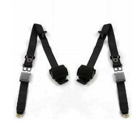 Airplane 3 Point Burgundy Retractable Bucket Seat Belt Kit with Bracketry for 1958-1967 VW Type 1 - 2 Belts