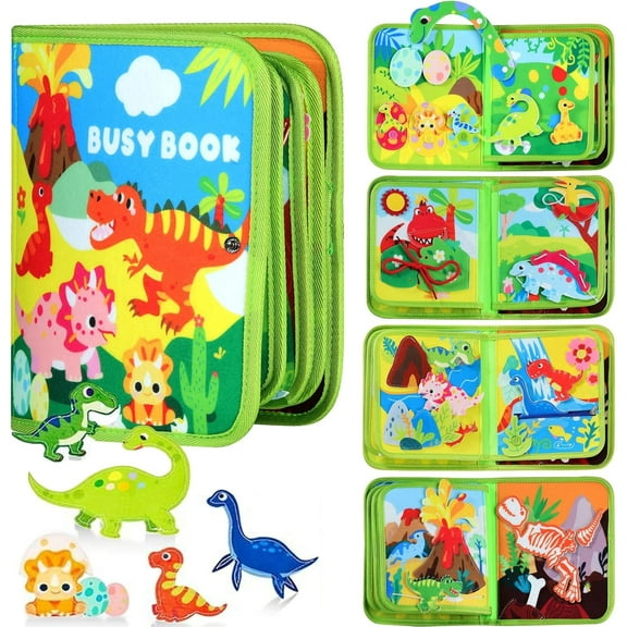 Dinosaur Busy Board for Toddlers 1-3, Kids Montessori Learning Toy, Toddlers Sensory Toys Gift for Boys 2 3 4 Years