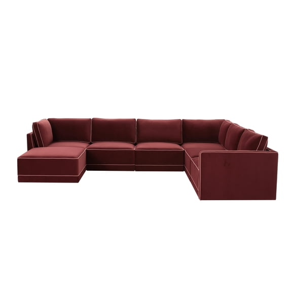 Tov Furniture Willow Berry Red Modular Large LAF Chaise Sectional