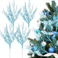 thumbnail image 1 of Adorno colgante Vercraft de 40 cm con purpurina azul con ramas costeras, 1 of 7
