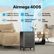 Coway WiFi enabled 400s Graphite True Hepa Air Purifier with 1560 sq ft Coverage Black