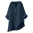 thumbnail image 1 of QIPOPIQ Blouses à Manches Retroussables et Col en V pour Femmes en Liquidation, 1 of 5
