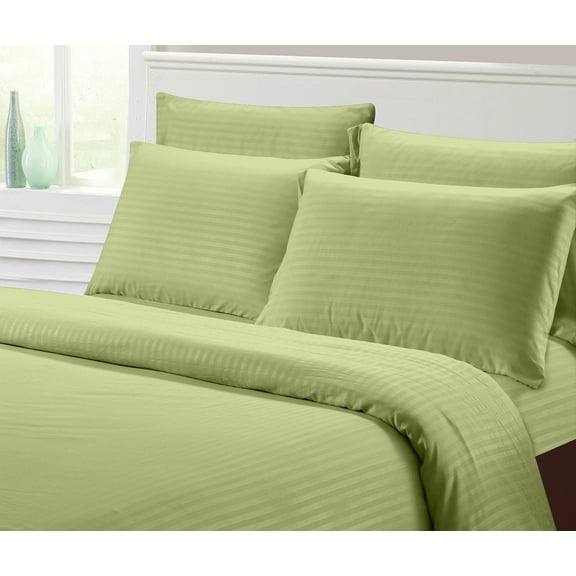 Fresh Linen Collection 1800 Super Soft & Wrinkle Free Luxurious Stripe 6-Piece Sheet Set (King, Sage)