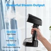 Steamer for Clothes, 1500W Portable Handheld Garment Steamer with Powerful Steam, 15s Fast Heat-up & 3 Steam Settings, 350ml Removable Tank, Black