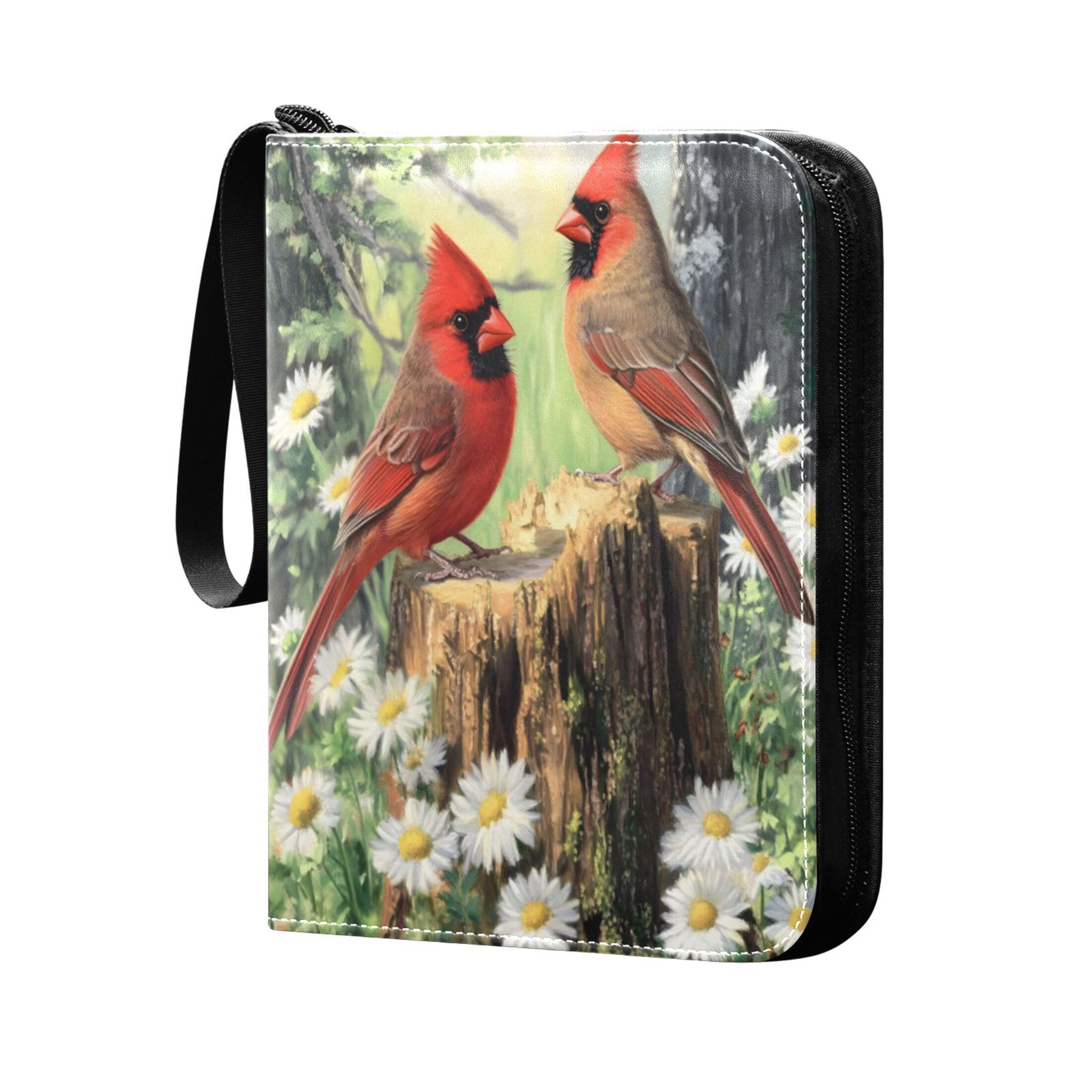 ALAZA Cardinals Daisy Floral Trading Card Binder 4 Pocket Cards Collection Album 400 Folder Holder
