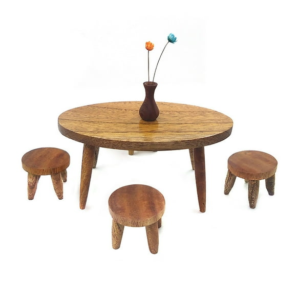 Miniature Furniture Wooden DIY Desk Chair Kids Pretend Play Toy