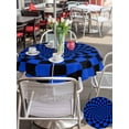 thumbnail image 5 of Outdoor Tablecloth with Umbrella Hole for Patio/Picnic/Party/Camping, Blue Black Checkered Waterproof Table Cloth Round Cover Washable, Modern Abstract Art (Dia 54"), 5 of 9