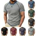thumbnail image 2 of Bosfbaoi T-Shirts For Men Raglan Sleeve T-Shirt Contrast Trim Crew Neck Fitted Retro Casual Top, 2 of 7