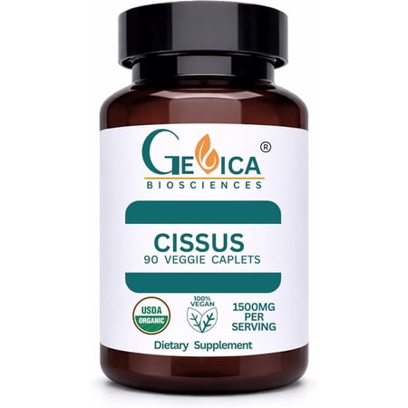 GeVica Biosciences Cissus Quadrangularis – USDA Organic, 1500 mg per Serving, Whole Herb, No Extract, NPOP & BioAgriCert Certified, 90 Vegan Caplets