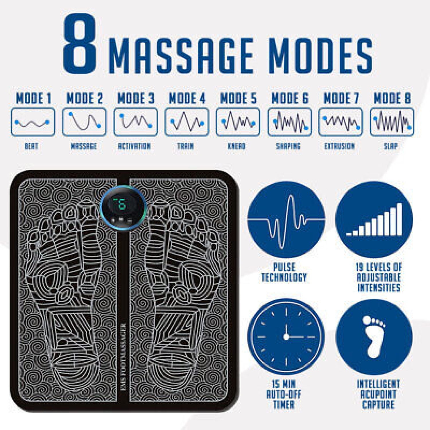EMS Foot Massager Pad Leg Reshaping Electric Deep Kneading Muscle Pain Mat