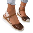 thumbnail image 4 of Women's Orthopedic Platform Wedge Sandals with Ankle Strap Summer Dressy 2026 Boho Espadrille Sandals for Beach Travel Brown 7.5, 4 of 7
