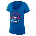 thumbnail image 2 of Women's G-III 4Her by Carl Banks Royal Chicago Cubs Super-Slim Fit Lightweight City Graphic V-Neck T-Shirt, 2 of 5