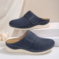 thumbnail image 5 of Clogs for Women Hollow out Wedge Sandals Closed Toe Mules Soft Footbed Arch Support Slip on Orthopedic Slippers Navy Size 6, 5 of 8