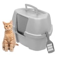 thumbnail image 1 of Caja de arena para gatos IRIS USA en esquina con cuchara, color gris, 1 of 9