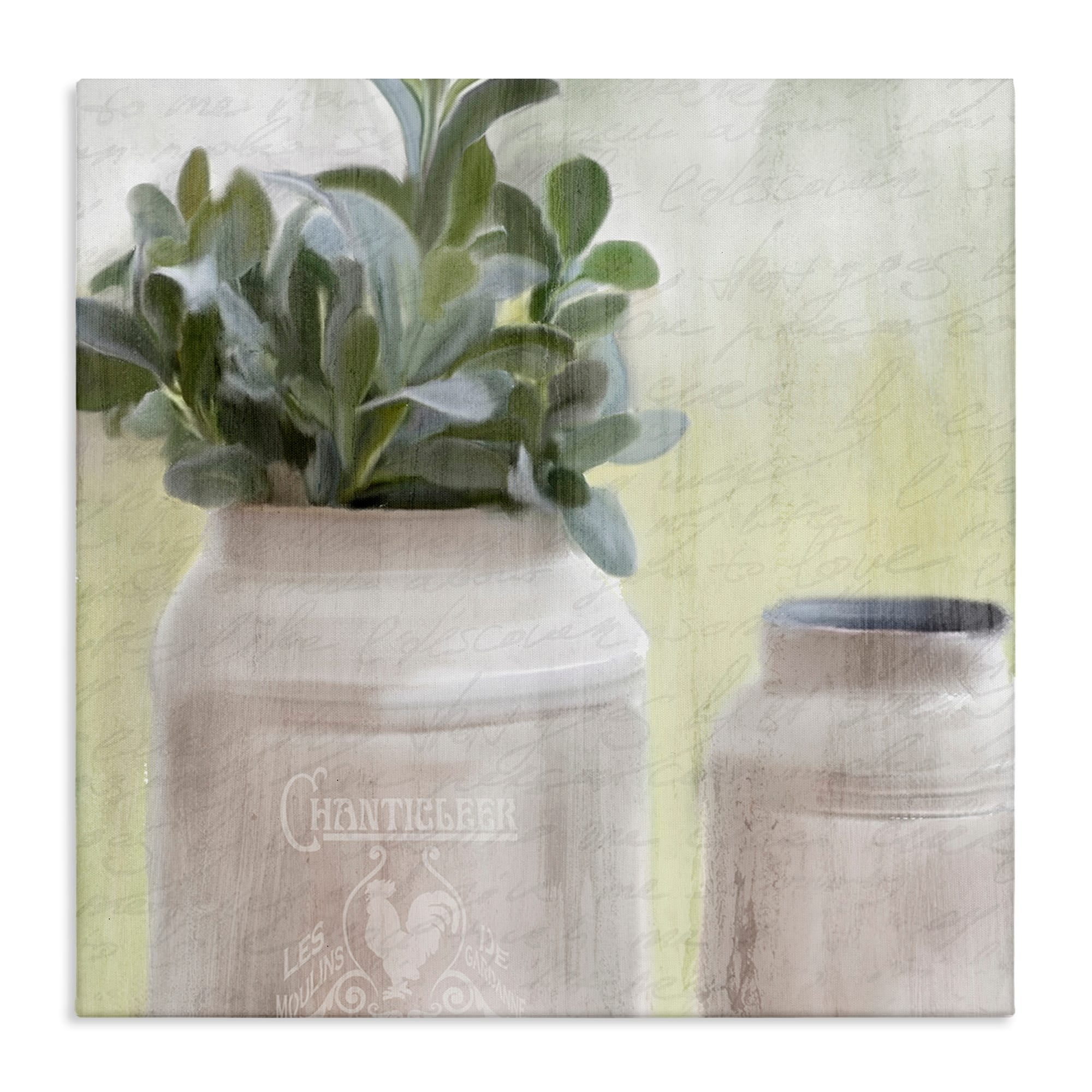 The Stupell Home Decor White Farmhouse Mill Can Filled with Greenery Canvas Wall Art